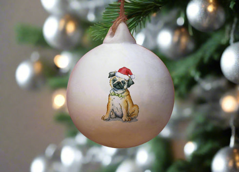 Pug Ceramic Bauble